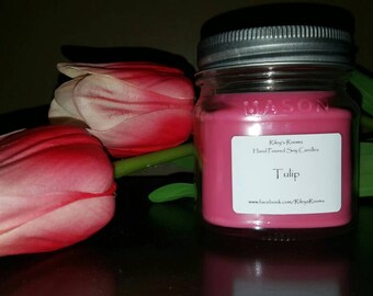 Tulip Mason Jar Soy Candle - Scented Candle - Housewarming Gift - Tulip Candle