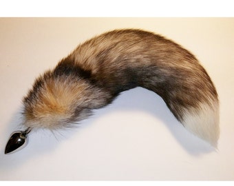 16-17" crystal fox tail butt plug! Small or Medium Stainless Steel Butt plug