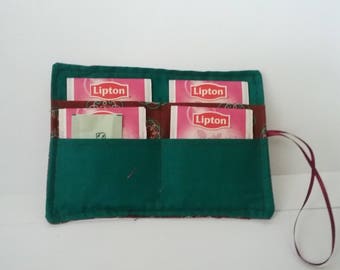 Tea Wallet, Tea Organizer, Tea Bag Caddy, ,Take Tea Anywhere, Tea Bag Wallet, Tea Purse, Tea Gift, Tea Carrier, Traveling Tea Bag Carrier