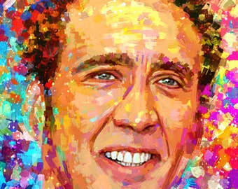 Nicolas Cage Print from Original Watercolor Portrait