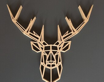 Wall Sculpture / Wooden 3D Printed Geometric Deer