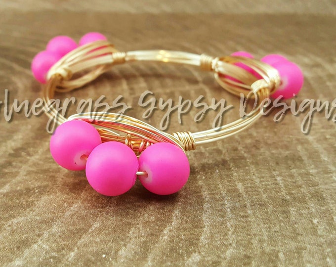 Hot Pink Wire Bracelet, Bracelet, Bangle, Bourbon & Boweties Inspired