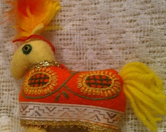 Felt Yellow Orange Horse Ornament