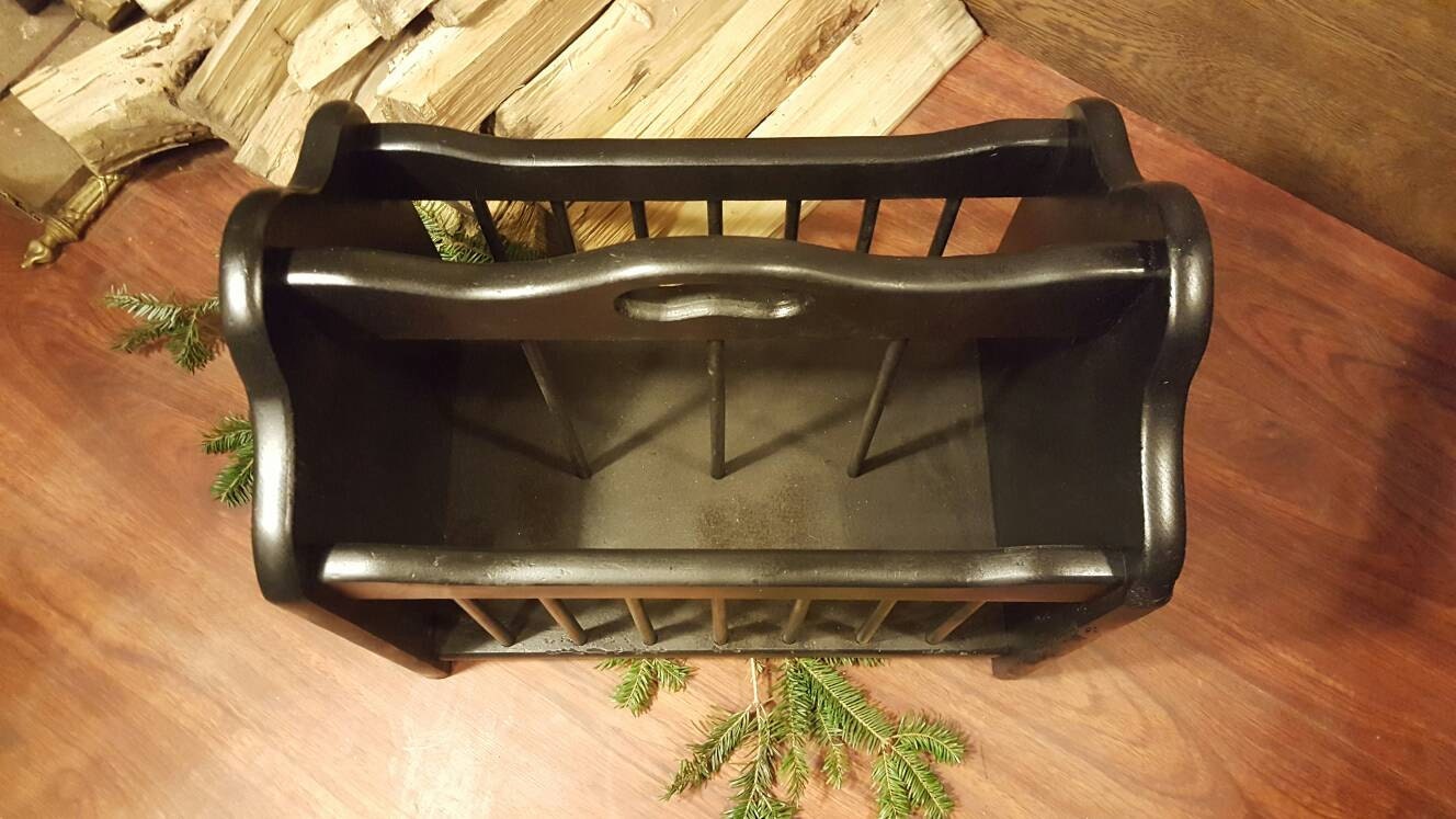 Black Magazine Rack Vintage/ Refurbished For Home Decor and