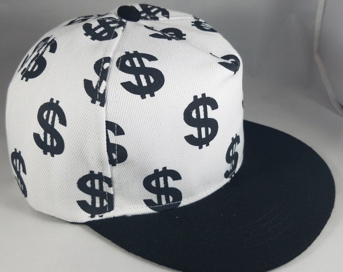 White Dollar Sign Snapback Hat