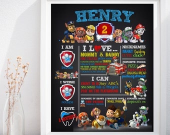 Paw Patrol Birthday Marshall Custom Chalkboard Poster Sign