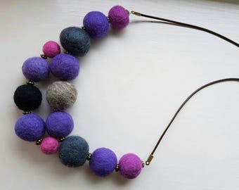 Purple Felted Necklace