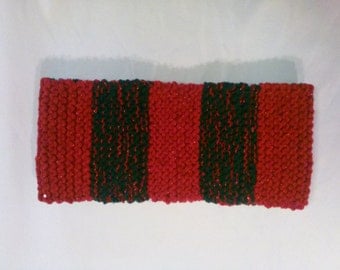 Winter Scarf In Red-Green & Sparkling Sequins.Womans