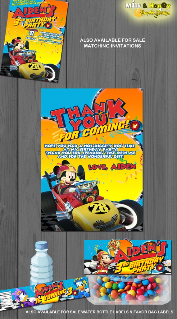 Mickey and the Roadster Racers Personalized Thank you
