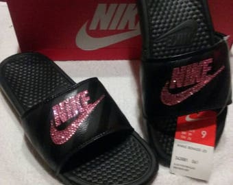 glitter nike slides