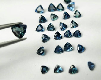 Natural Peacock / Teal Sapphires 3mm to 5.7mm trillion