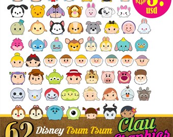 Tsum Tsum characters, SVG patterns, PNG images and EPS files, Receive a complete collection of Disney patterns for papercraft projects