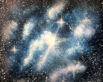Nebula Painting Oil art Oil wall art Space wall art Milky Way Stars painting Blue painting Night sky Star gazing Affordable art Universe art