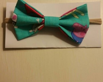 Peppa pig fabric bow headband