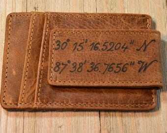 Personalized Money Clip Wallet Minimalist Wallet Thin Wallet Mens Wallet Fathers Day Gift Groomsmen Gifts Wallet Gift For Grandpa