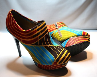 Ankara Ankle Boots, Size 8