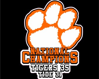Clemson Tigers National Football Champs, Tigers Football National Champs Decal, Clemson Tiger Decal, Clemson Tiger Sticker
