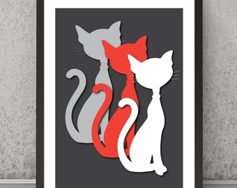 Cat Wall Art cat wall art | etsy Cat Wall Art cat wall art | etsy