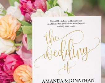 Gold Wedding Invitation - The Wedding Of Invite - Gold Wedding Template - Simple and Wedding Invitation -Downloadable wedding #WDH8121223
