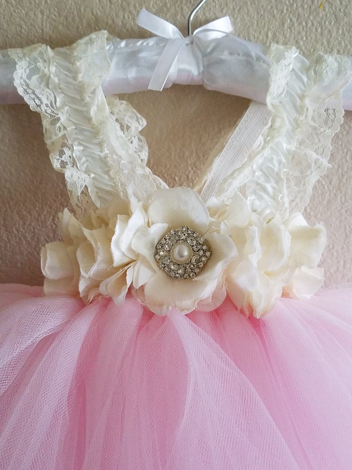 Blush Baby Pink Christening Dress / Baby by GiaGiaCouture on Etsy