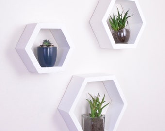 3 Hexagon Shelves, Honeycomb shelves, Geodesic Shelves, Hexagon Shelf, Hexagon Shelves, honeycomb shelf, floating shelf, floating shelves