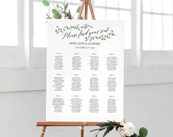 Rustic Wedding Seating Chart Template, Seating Chart Printable, Wedding Seating Plan, Editable Seating Chart PDF Instant Download #E023