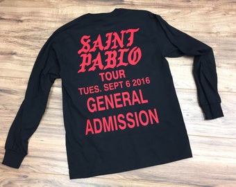 Saint Pablo Tour Long Sleeve T-Shirt, Kanye West Long Sleeve T-Shirt (Red-Print)