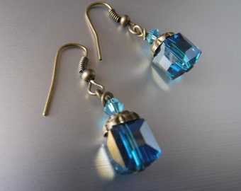 Blue Crystal Vintage Earrings