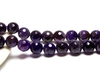 Dark Amethyst Natural Gemstone Faceted Round Beads 4, 6, 8, 10, 12 mm for Jewelry 15.5 inches strand
