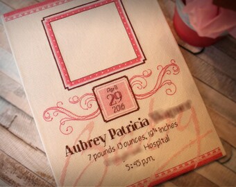 Birth Record Cross Stitch - Elegant Flourish - Boy or Girl