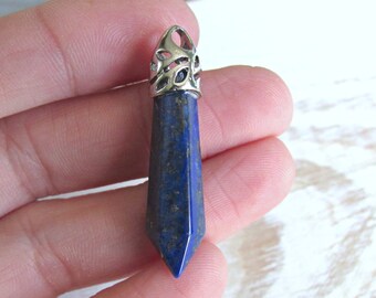 Lapis Lazuli pendant, Lapis pendant, Lapis Lazuli point, Hexagonal pendant, sacred pendant, yoga pendant, jewelry supplies, blue pendant