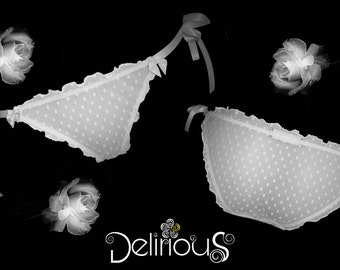 Panties glamorous and Sexy FishNet white satin