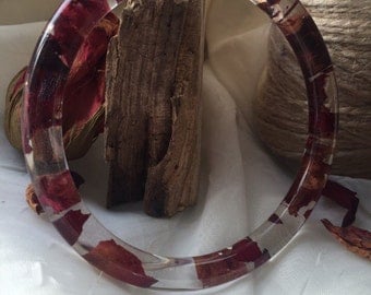 Bracelet epoxy resin with red rose