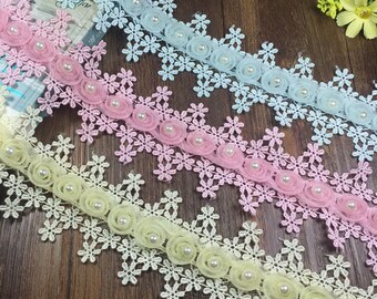 10 Yard 2 Inch Wide Polyester Europium Yarn Embroidery Lace for Craft Project, DIY Clothing, Dress Skirt, Cloth Accessory, Free Ship