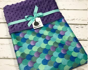 Mermaid Baby blanket Baby girl blanket Baby shower gift purple blanket pink Minky blanket Girl baby Shower gift toddler Blanket mermaids