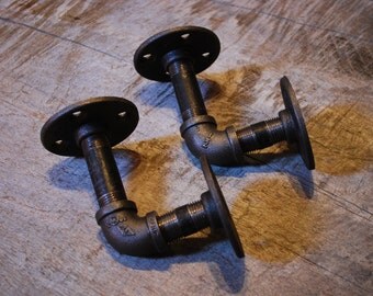 DIY Industrial steampunk black iron pipe shelf brackets industrial pipe brackets gas pipe