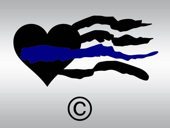 Download Heart flag thin blue line SVG Clipart Cut Files Silhouette ...