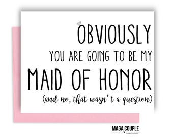 Will You Be My Bridesmaid?, Obviously, Bridesmaid Proposal Card, Bridesmaid Cards, Bridesmaid Gifts