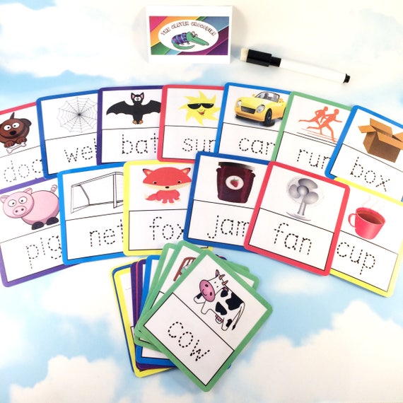 Tracing 3 letter words flash cards Nursery Early years