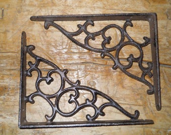 4 Cast Iron Antique Style SM Leave & Vine Brackets Garden Braces Shelf Bracket
