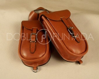 Saddlebag double front of leather for saddle Western