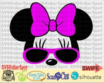 Minnie Mouse SVG - Disney SVG - Minnie with Sunglasses - SVG File - Silhouette Studio File