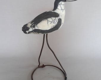Elegant avocets raku pottery