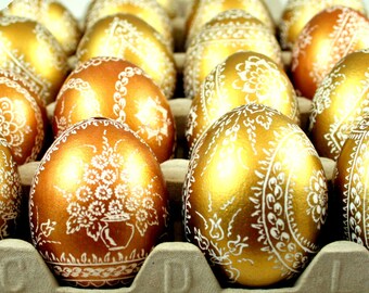 easter egg, chicken eggs, pysanka, hand decorated, gift for friend, gold egg, pysanky, unique, handmade, easter eggs , spring