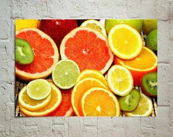Sliced Fresh Fruits wallpaper decoration photo poster
