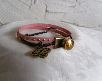 Leather Bracelet with Golden studs