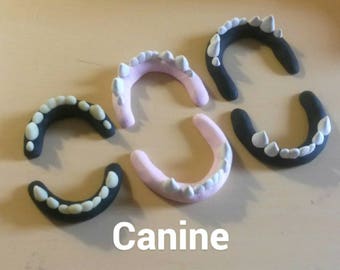 Custom-Made To Order-SemiRealistic Canine Fursuit Teeth/Jawsets(Includes Glow In The Dark Option)