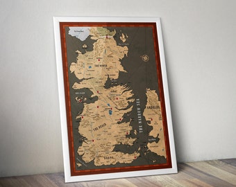 Westeros Map / Map of Essos / Jon Snow / Game of Thrones, Game of Thrones Map / Wall Art /