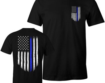Thin Blue Line Shirt Police USA Flag Shirt Police Lives Matter Men's T-Shirt