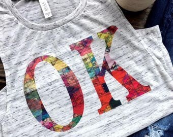 OK Oklahoma Graphic Muscle Tank/Graphic Tee/Slouchy Tee